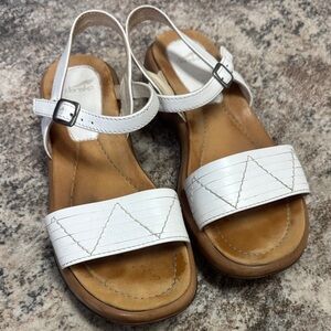 White Leather Dansko Sandals with Buckle
